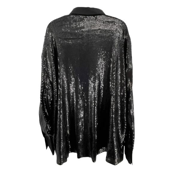 Future Collective Black Sequin Kahlana Barfield Brown Button Down Shirt 2X NWT - Picture 3 of 13